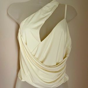 NEW SHEIN Unique Cream Asymmetrical Crop Top Sexy Large